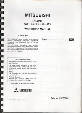 [ ]: Mitsubishi Engine 6A1 series (E-W): Workshop manual